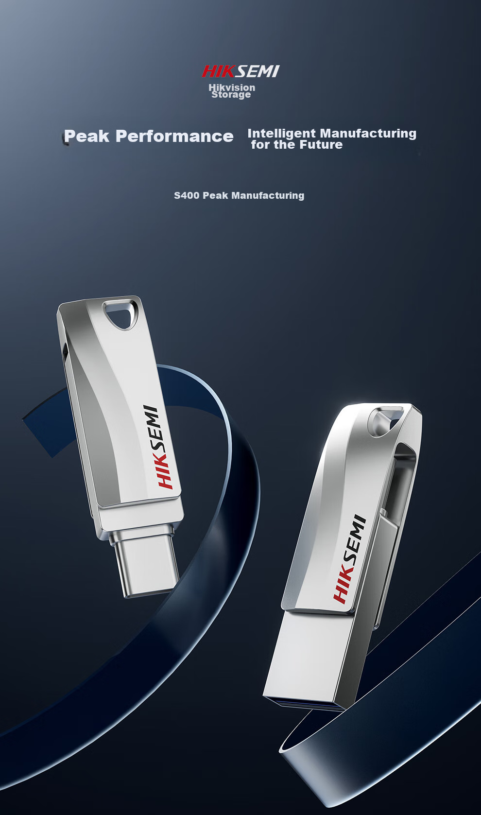 HIKVISION 128GB Dual-Interface Type-C Smartphone USB Flash Drive S400, USB3.2 High-Capacity Fast Flash Drive, Read Speed 450MB/s, Compatible with Huawei And Apple Phones, Computers, Universal Thumb Drive 1