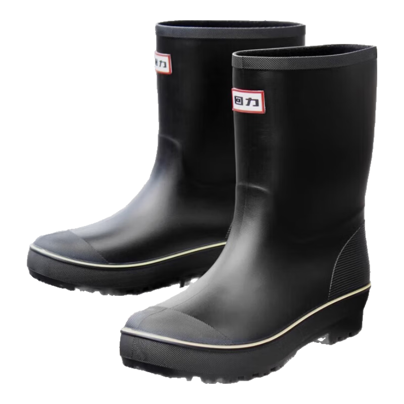 Warrior Mid-Calf Rain Boots for Men, Slip-On Waterproof Non-Slip Rubber Shoes for Fishing And Chef Work S89 Black Size 43