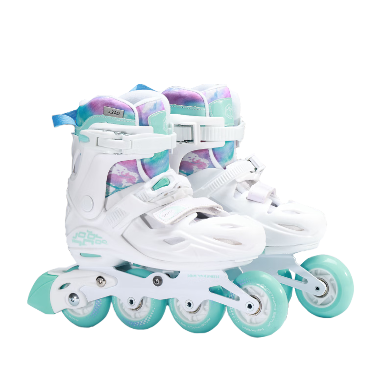 JD Original Children's Roller Skates, Professional for Ages 3-6 Inline Skates, Beginner Set with Helmet And Protective Gear, Aurora Green, Size M