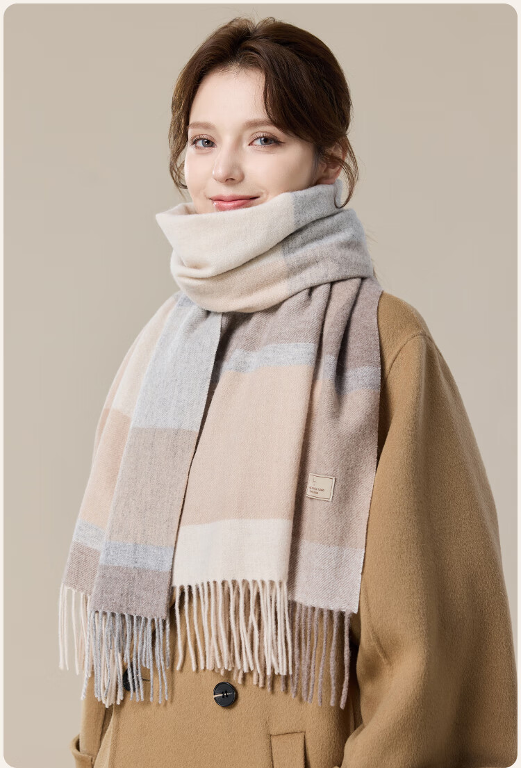 JIUMU Pure Wool Scarf for Women, Autumn And Winter Neck Warmer, Outer Wrap, Warm Shawl, Gift for Women, Mid-Autumn Festival Birthday Present, Gift Box Set 12