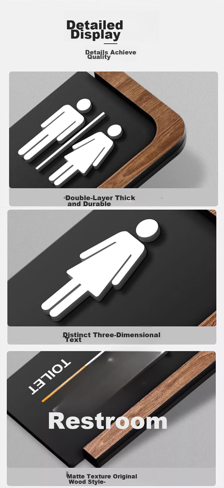 Aimohui Male Restroom Sign, Bathroom 3D Frosted Acrylic Hotel Toilet Indicator, Self-Adhesive, 24*10cm 6