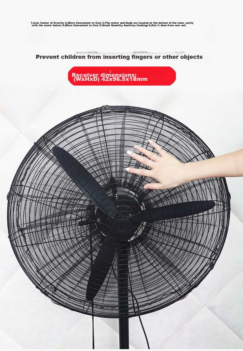Keruier Industrial Fan Cover, Anti-Pinch, for Factory Workshop, Dust Cover, Large Size Fan Safety Cover, Fan Protection Net, Children's Desktop And Floor Fan Protective Cover, 80cm 7