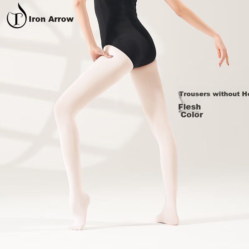 TIEJIAN Dance Socks for Adults, Ballet Tights, Tight-Fitting Elastic Footed Tights with Cuts, Flesh Pink (With Feet)