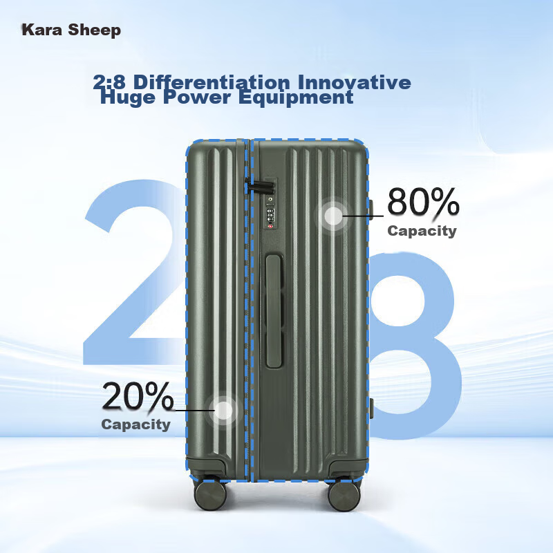 KALA·Y Luggage, 20-Inch Large Deep Compartment Suitcase, Carry-On Trolley Case for Men And Women, Business-Style High-Quality Pure PC Password Lock Suitcase