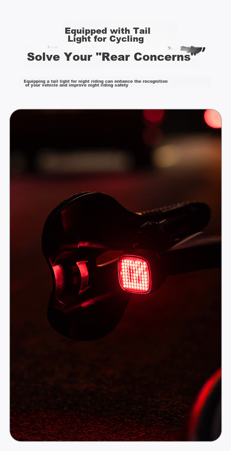 ROCKBROS Bicycle Taillight with Smart Frequency Matching And Brake Sensing, 12 Light Modes, Mountain And Road Bike Night Riding Equipment R7 5