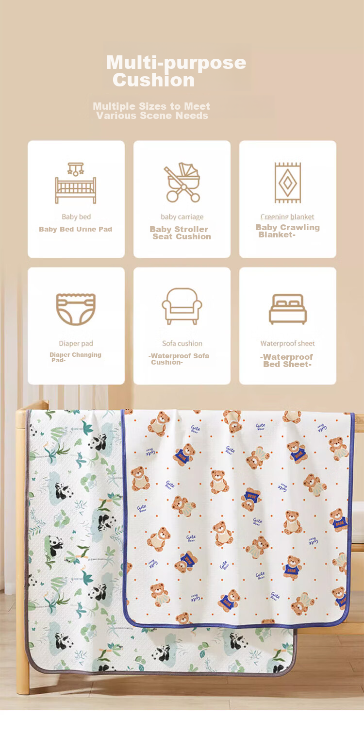 More Rabbit Baby Waterproof Washable Breathable A-Class Large Urine Pad for Boys and Girls Diaper Care Mat 70*100cm 10