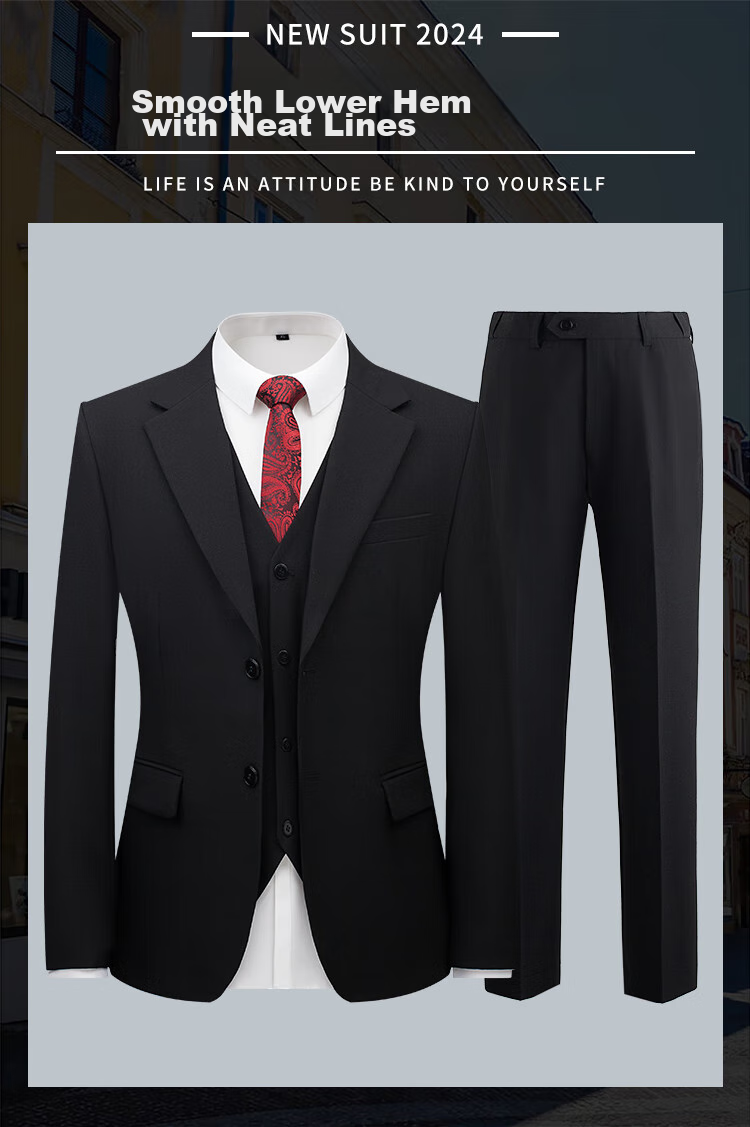 Patuowa Men's Suit Set, Slim Fit Professional Formal Wear, Business Blazer, Wedding Attire, Navy Blue, Size 6XL 1
