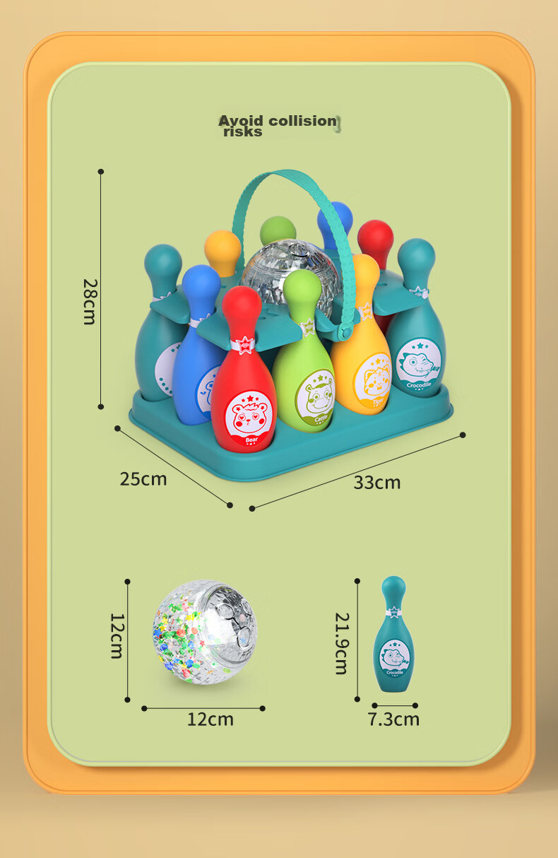 Hongdeng Children's Cartoon Bowling Set Large Size Indoor Sports Early Education Toy for Boys Girls Toddlers Birthday Gift 19