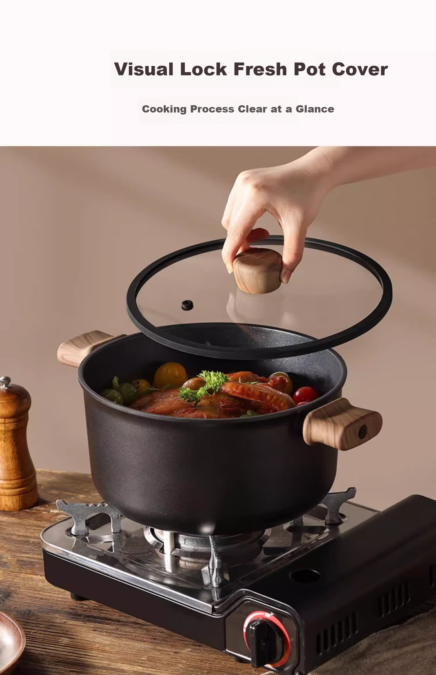 Carote Non-Stick Soup Pot Multi-Functional Stew Milk Pot Steamer Frying Pan Induction Cooker Maifan Stone Instant Noodle Pot 7