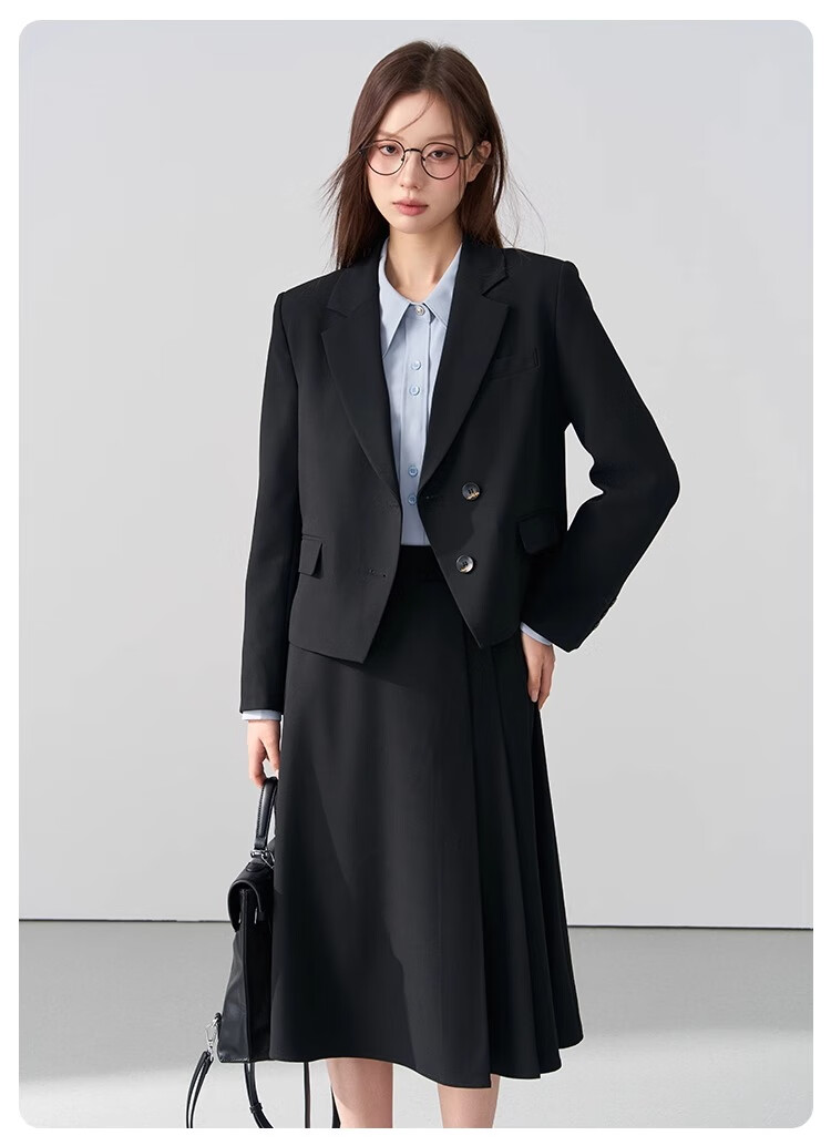 Bodexiaojie Beige Interview Suit Jacket for Women, Professional Commute Formal Wear, Lightweight Office Suit for Petite Figures 29