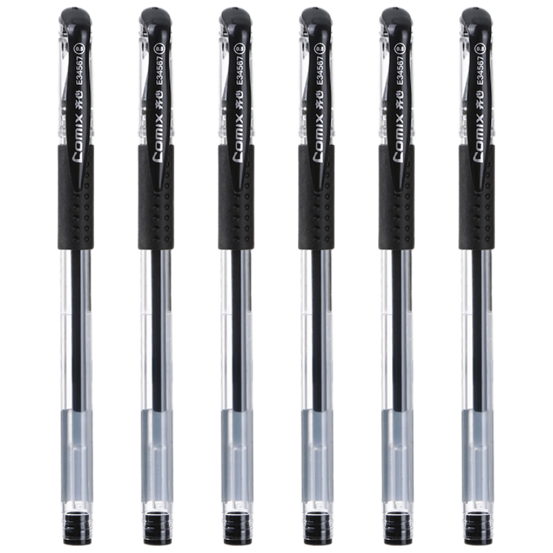 COMIX 0.5mm Black Gel Pen, Soft Grip, Pull-Off Cap, Signature Pen, Business Ink Pen, 12 Pens/box E34567