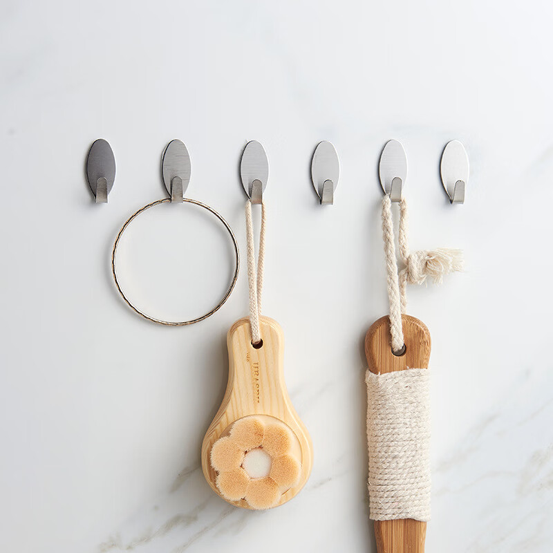 CHAHUA Stainless Steel Hooks, No Drilling Required, Super Strong Adhesive, Bathroom Kitchen Coat Hooks, 12 Pieces