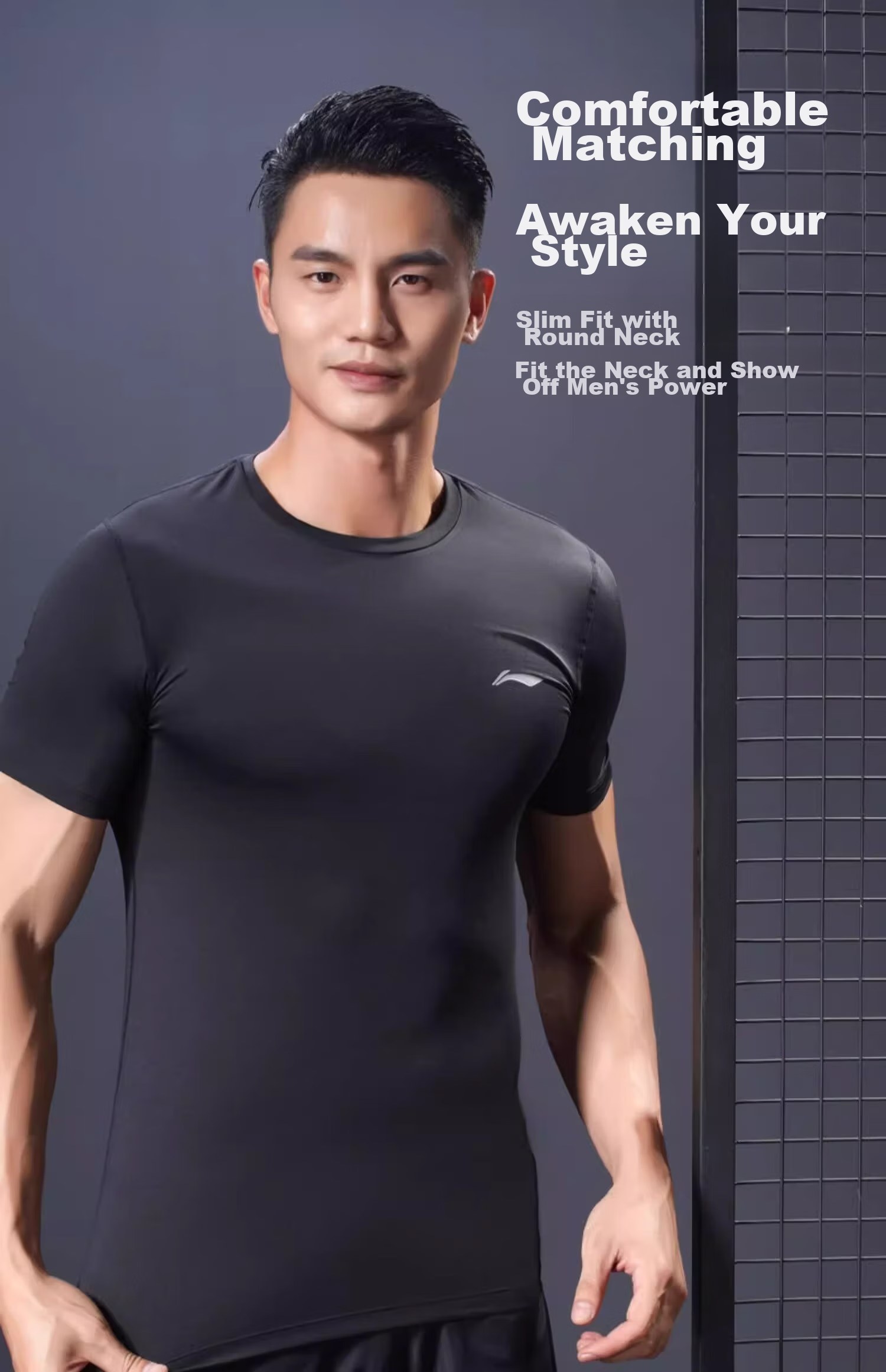 Li-Ning Men's Compression T-Shirt, Sports Fitness Wear, Basketball Football Training Compression Quick-Dry Shirt, Running Short-Sleeve Top, 2XL 1