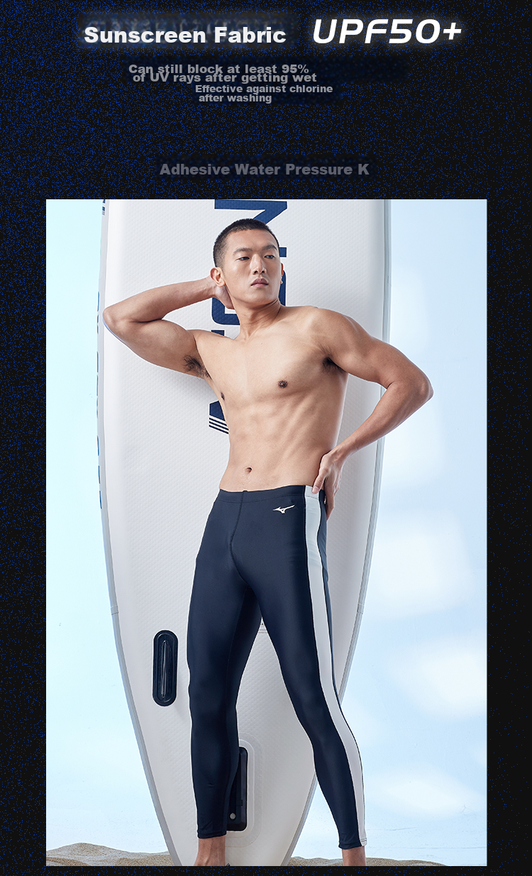 MIZUNO Men's Professional Quick-Dry Swim Shorts, Long Fitness Swimsuit, Fashionable Plus Size Surfing Suit B1103 Black XL 6