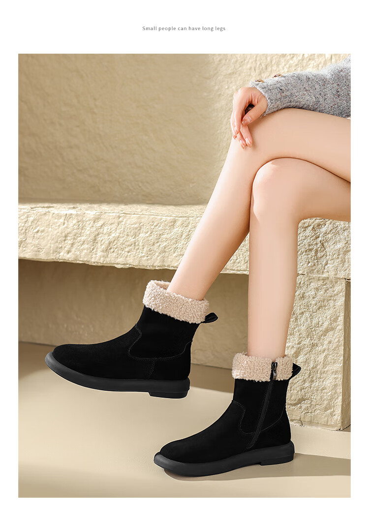 ZHR Snow Boots for Women, 2025 New Winter Style, Fleece-Lined Thick Women's Boots, Sheepskin Flat Ankle Boots for Women, EH97A Brown Size 40 16