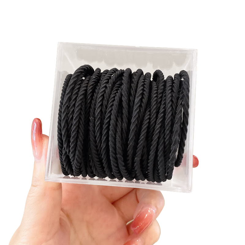 UPLUS Simple High-Elasticity Thin Spiral Hair Ties, 50 Pieces, Hair Bands, Elastic Bands for Ponytails, Black