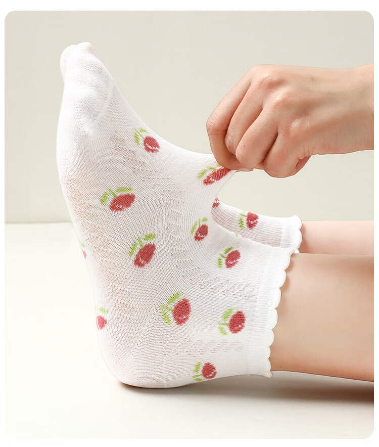 Bingxuemumian Children's Socks, Girls' Summer Mesh Cotton Socks, Thin Breathable Spring Mid to Big Kids Girls' Lace Cute Mid-Calf Socks 17