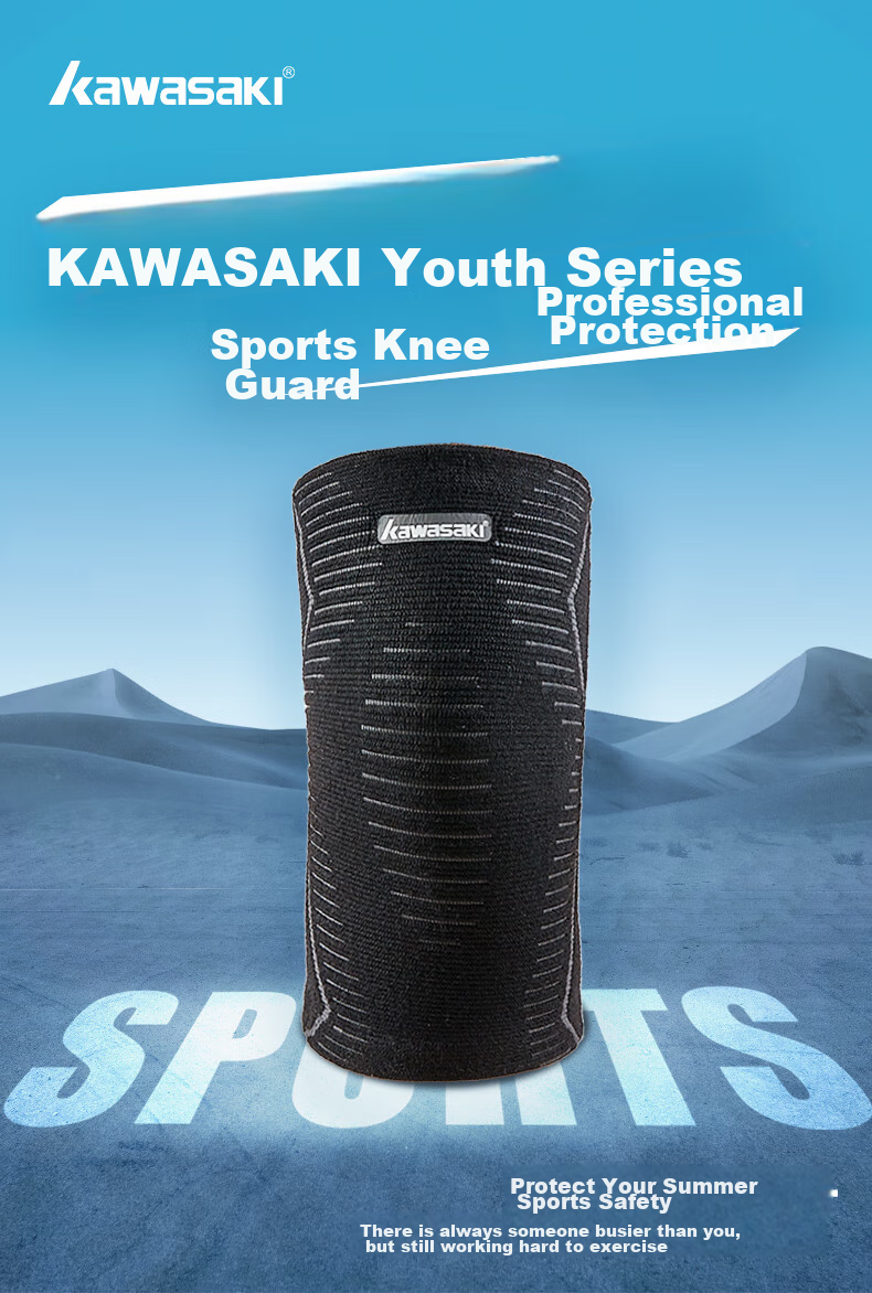 KAWASAKI Youth Sports Knee Pads for Basketball, Badminton, Running, Meniscus Protection KF-3412 Black (Pack of Two) 1