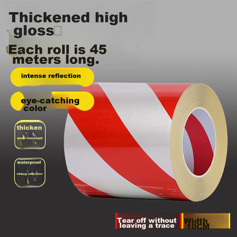 Zhunhang Reflective Stickers, Warning Tape, Caution Line, Floor Stickers, Fire Safety Isolation Tape, Reflective Film, Red And White Diagonal Patter