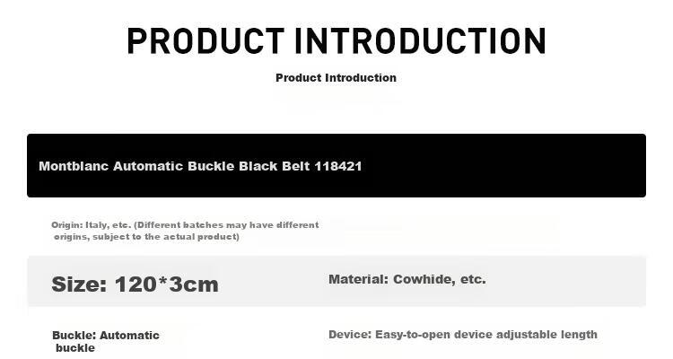 MONTBLANC MONTBLANC Leather Buckle Automatic Buckle Black Single-Sided Belt, 3cm, 118421, Mid-Autumn Festival Gift 3