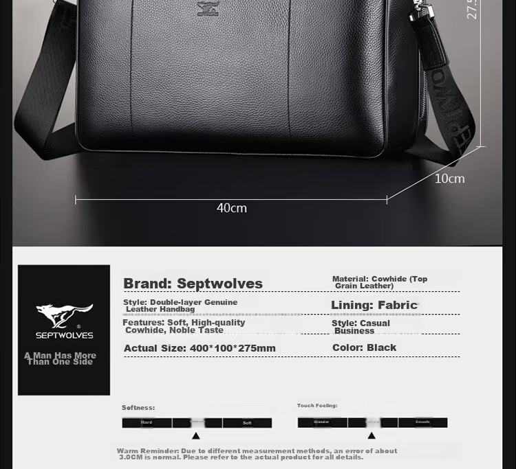 SEPTWOLVES Briefcase for Men, Top-Grain Leather Business Shoulder Crossbody Large Capacity 15.6-Inch Laptop Handbag, Holiday Gift 19