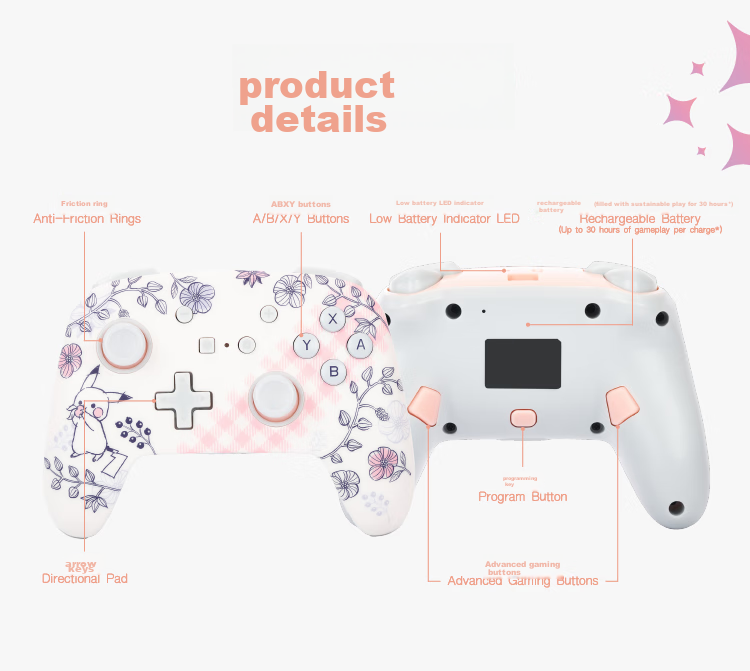 PowerA Officially Licensed Switch Controller, Switch 2 Controller, NS2 Bluetooth, Motion Control, Zelda, Mario, Pokemon, Pikachu Garden Controller 10