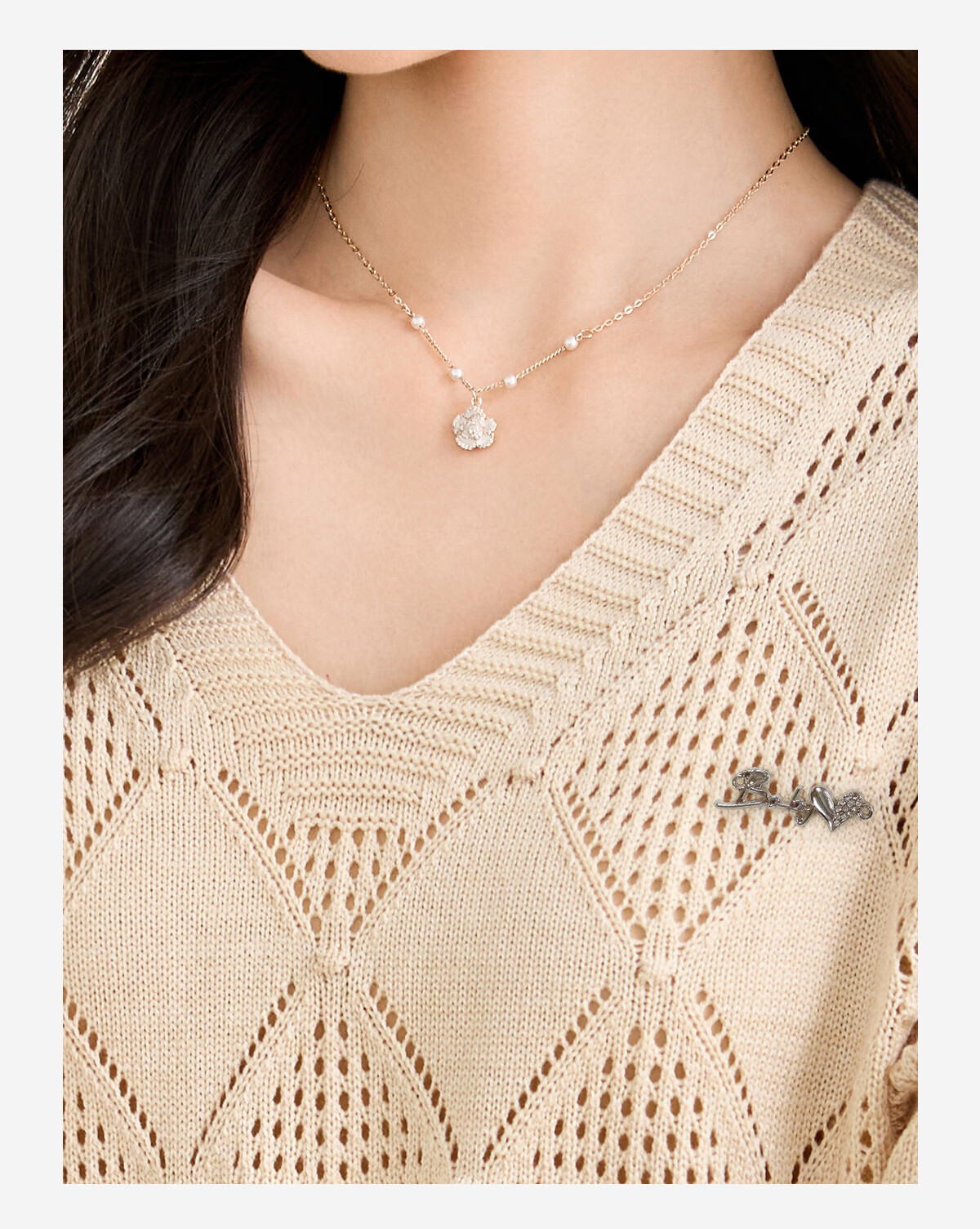 She Enjoy Textured Versatile Diamond Cable Knit Round Neck Sweater Women's Inner and Outer Wear Knit Top T53Z051 7