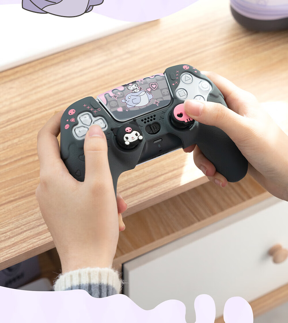 Jixiang PS5 Big Ear Dog Controller Cover, Silicone Case, Matching Joystick Cap, Button Cover, Full Protection against Drops And Dust, Game Peripheral, Sanrio Collaboratio 15