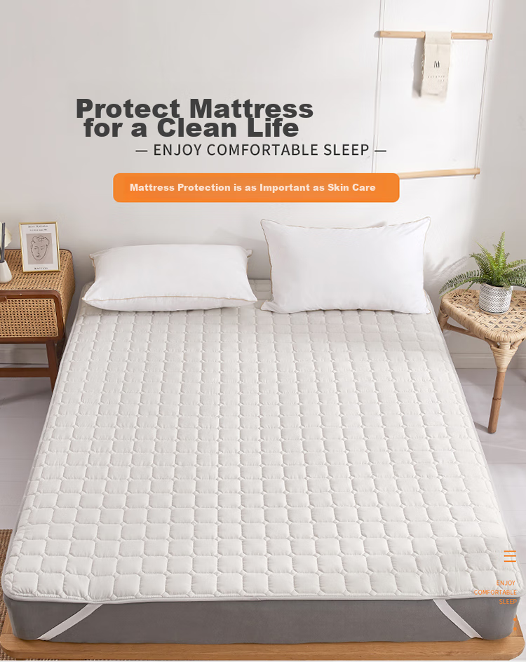 Dohia Home Textiles Washable Quilted Mattress Pad with Straps, Non-Slip Tatami Four-Season Protective Thin Pad for 1.5m Bed, 2x1.5m 1