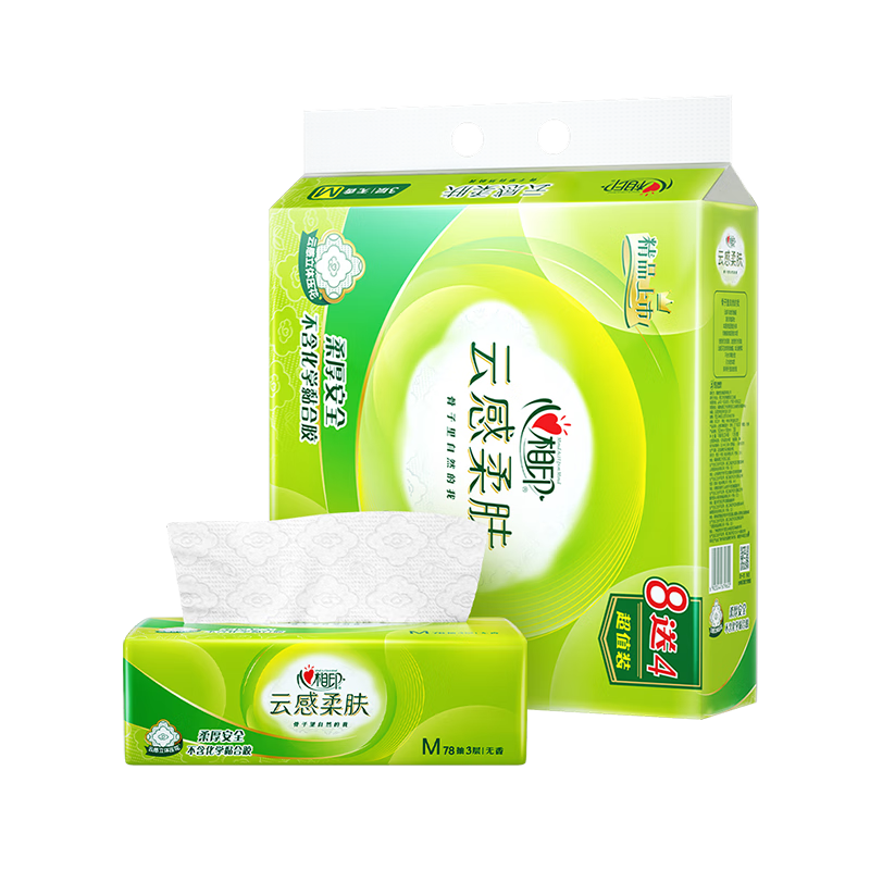 Mind Act Upon Mind [Recommended by Fan Zhen Dong], Facial Tissues, Cloud-Soft 3-Ply 78 Sheets*12 Packs, M Size Tissue Paper Toilet Paper