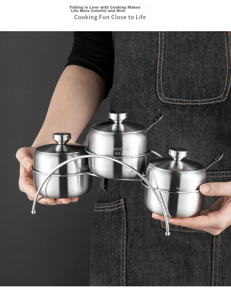 MAXCOOK 304 Stainless Steel Glass Seasoning Container Salt Shaker Powder Dispenser Sugar Powder Barbecue Spice Bottle MCTC1372 16