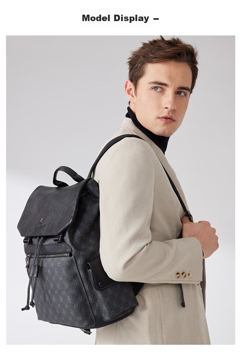 Hush Puppies Large Capacity Backpack, Casual Versatile Backpack for Men, Cowhide Business Backpack, 14-Inch Birthday Gift 2
