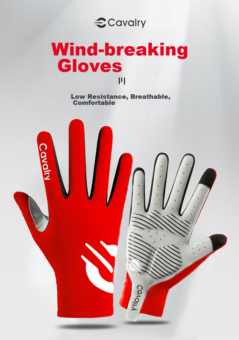 CAVALRY Bicycle Gloves with Wind-Resistant Full Finger Design for Mountain And Road Bikes, Shock-Absorbing Touchscreen Gloves for Men And Women, Spring And Autumn Outdoor Sports Fitness Gloves Cycling Equipment Red XL Size 1