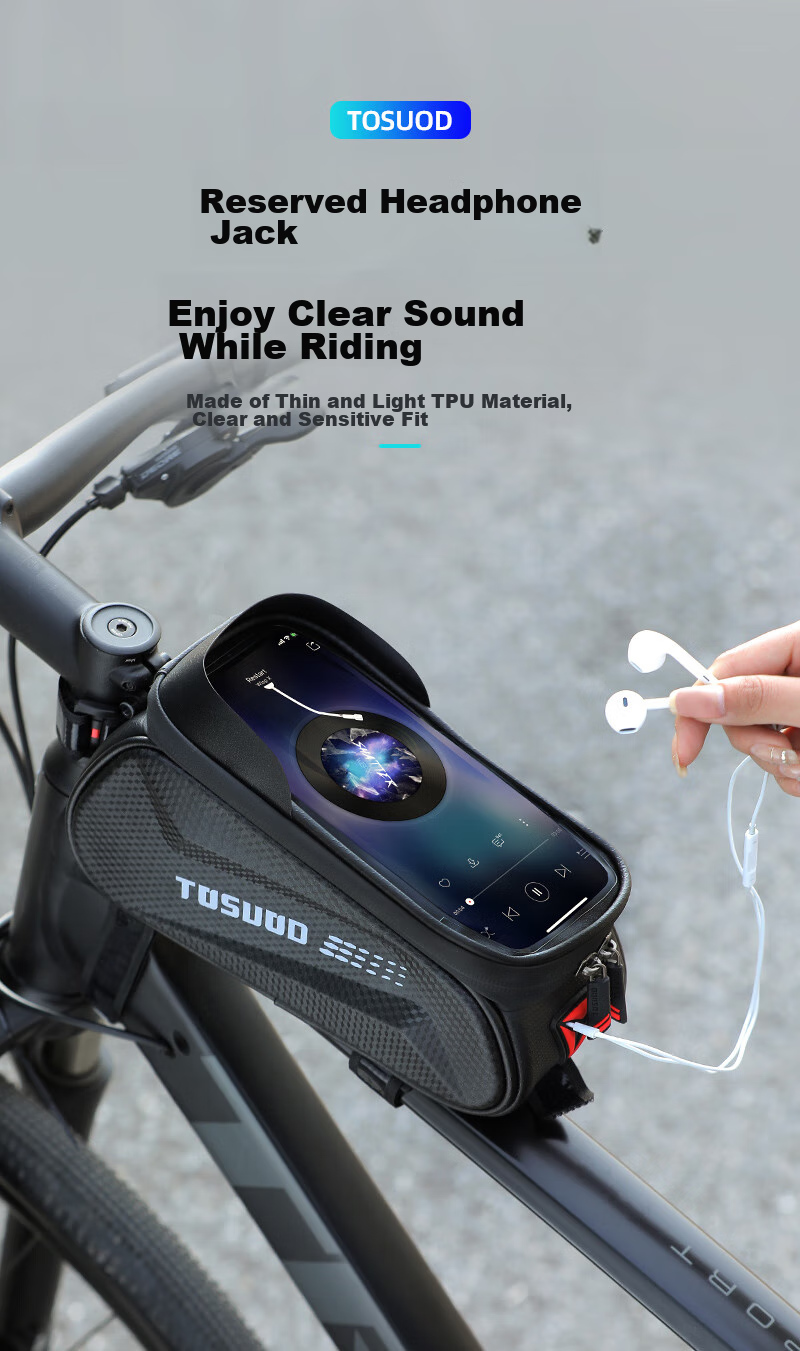 TOSUOD Bicycle Front Frame Bag Phone Tool Storage Bag Mountain Road Bike Top Tube Bag Cycling Gear 2.0L 23