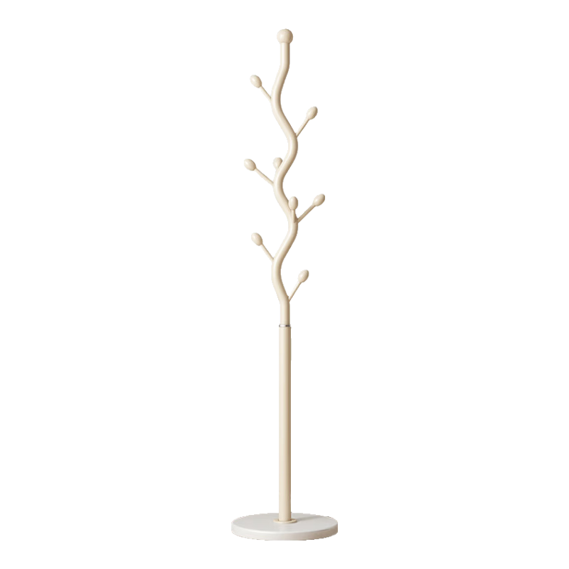 Shengnuoyilin Cream-Colored Coat Rack, Floor-Standing Bedroom Clothes Hanger, High-End Artistic Personalized Coat Stand, Tree Branch-Shaped, White