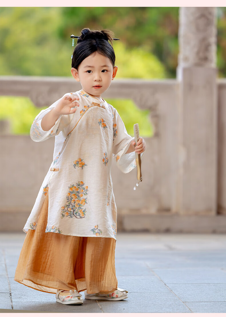Menghu Ruoli Hanfu Girls' 2026 Spring New Chinese-Style Set, Vintage-Style Long-Sleeve National Style Parent-Child Outfit, Pink Floral Pattern, Size 150 7