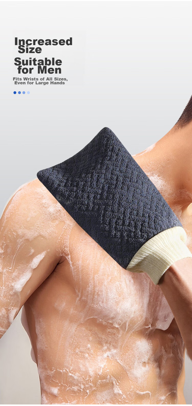Baoshi Exfoliating Washcloth Set for Men, 3-Piece Bathing Essential, Shower Sponge, Bath Flower, Coarse And Fine Sand Scrubber, Back Scrubbing Mud Removal Bar 11