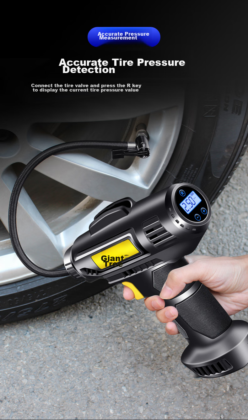 Jumu Car Air Pump, Electric Tire Inflator for Vehicles, Can Measure Tire Pressure, Air Compressor with Pressure Gauge for Sedans 4