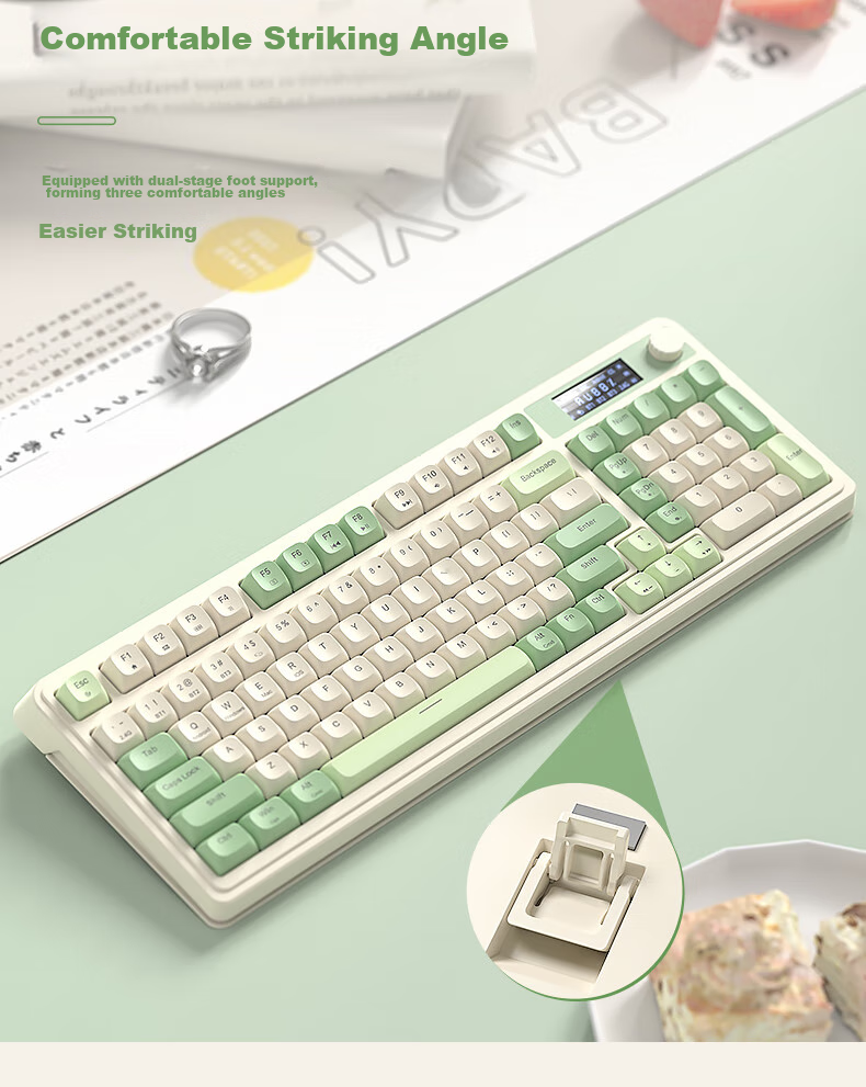 AULA S99Pro Wireless Keyboard, Tri-Mode Bluetooth Wired Mechanical Feel RGB Lighting Office Gaming E-Sports 99 Keys Computer Keyboard Compatible with Laptops And Desktops, Vintage Gray 16