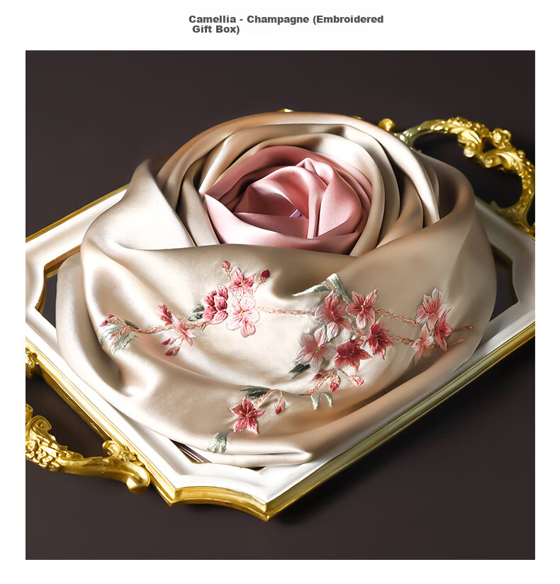 Hangsifu Silk Mulberry Silk Suzhou Embroidery Scarf, Flower Pattern Gift Box, Shawl, Outer Wear, Birthday Gift for Mom, High-End Mid-Autumn Festival Present 11