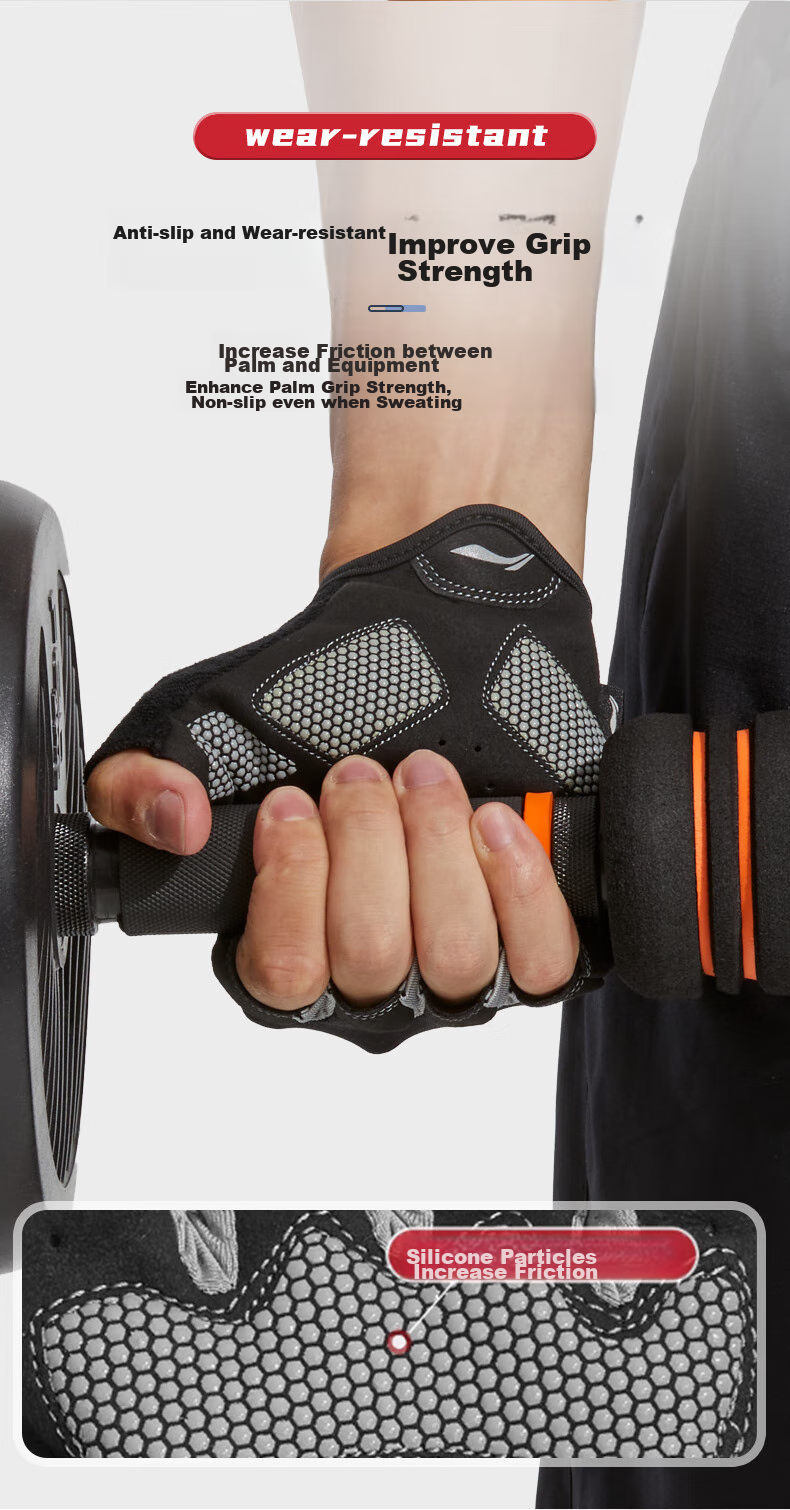 Li-Ning Fitness Gloves for Men And Women, Cycling Sports Non-Slip Weightlifting Wrist Guards, Pull-Up Bar Anti-Callus Fingerless Gloves 10