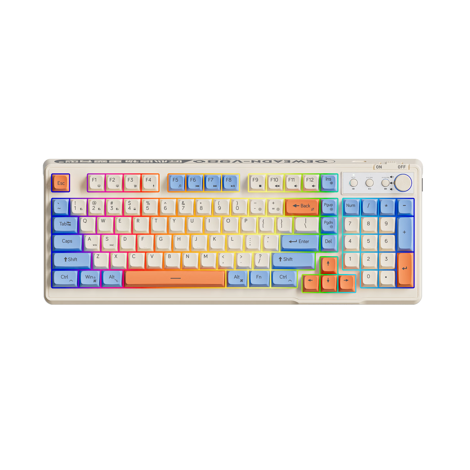 EWEADN V98 Wireless Keyboard, Bluetooth Dual-Mode, Mechanical Feel, Quiet, Office Portable, High Aesthetic Value, Membrane Keyboard for Laptops, Desktop Computers, Tablets, 98 Keys Universal, Vibrant Orange Keyboard