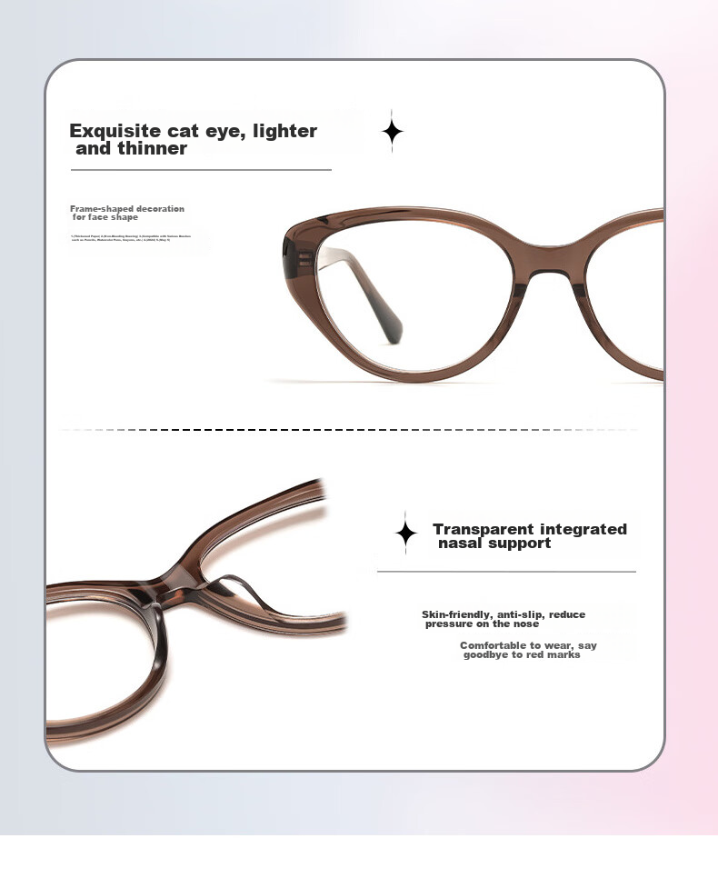 Cuntiandaofu Blue Light Blocking Glasses, Myopia Glasses, Cat Eye Glasses for Bare Face, Orange Frame, Left And Right Eyes 200 Degrees 20