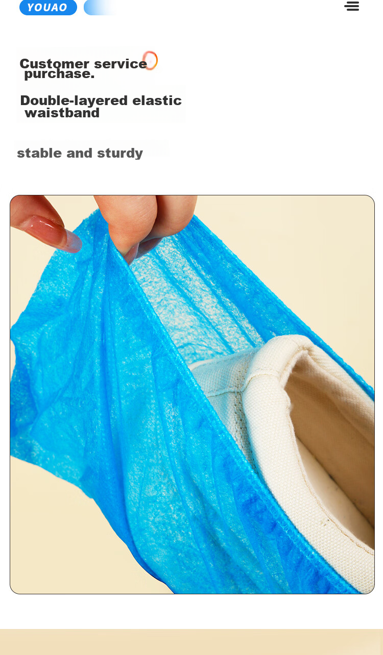 YOUAO Disposable Shoe Covers, Non-Woven Fabric, 100 Pieces, Extra Thick, Indoor Breathable, Dust-Proof Foot Covers, Wear-Resistant, Non-Slip, Enlarged Size, 400g 7