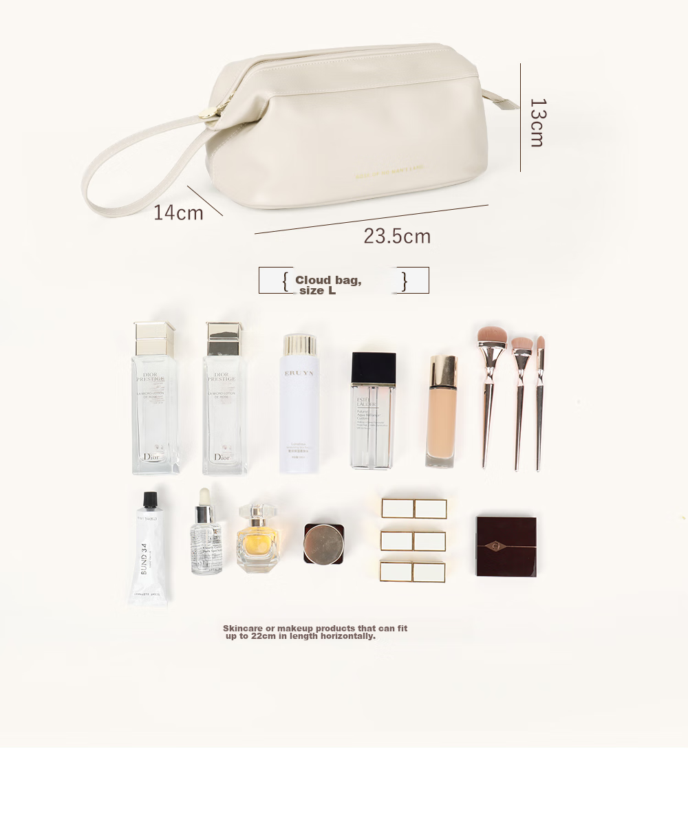 EACHY Large Capacity Portable Makeup Bag for Women, High-End Instagram Trendy Travel Toiletry Organizer Bag - Milk Apricot White XL 10
