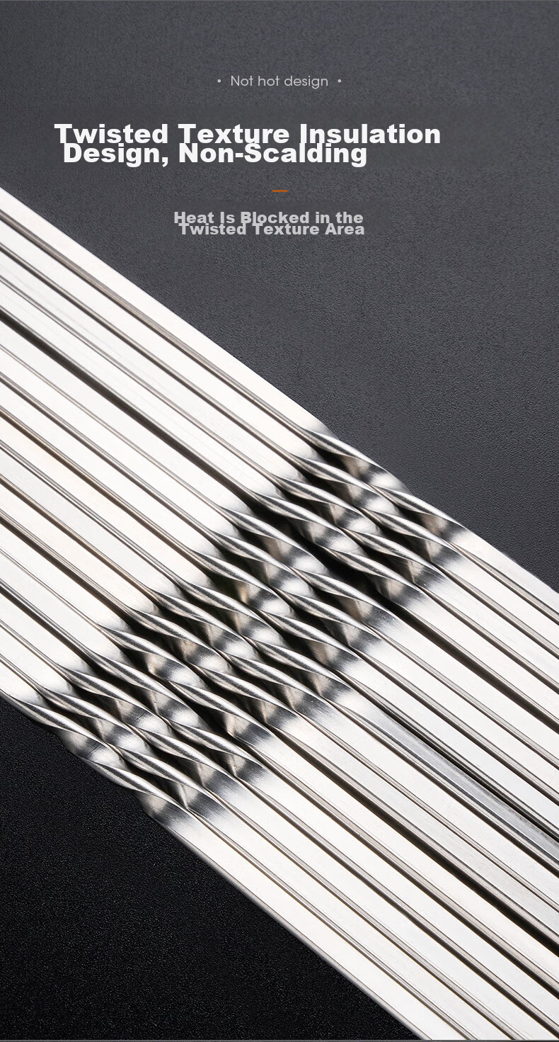 Xingfang Disposable Skewers, Barbecue Skewers, Lamb Kebab Skewers, Stainless Steel Skewers, Food-Grade Meat Skewers, 50 Pieces 7