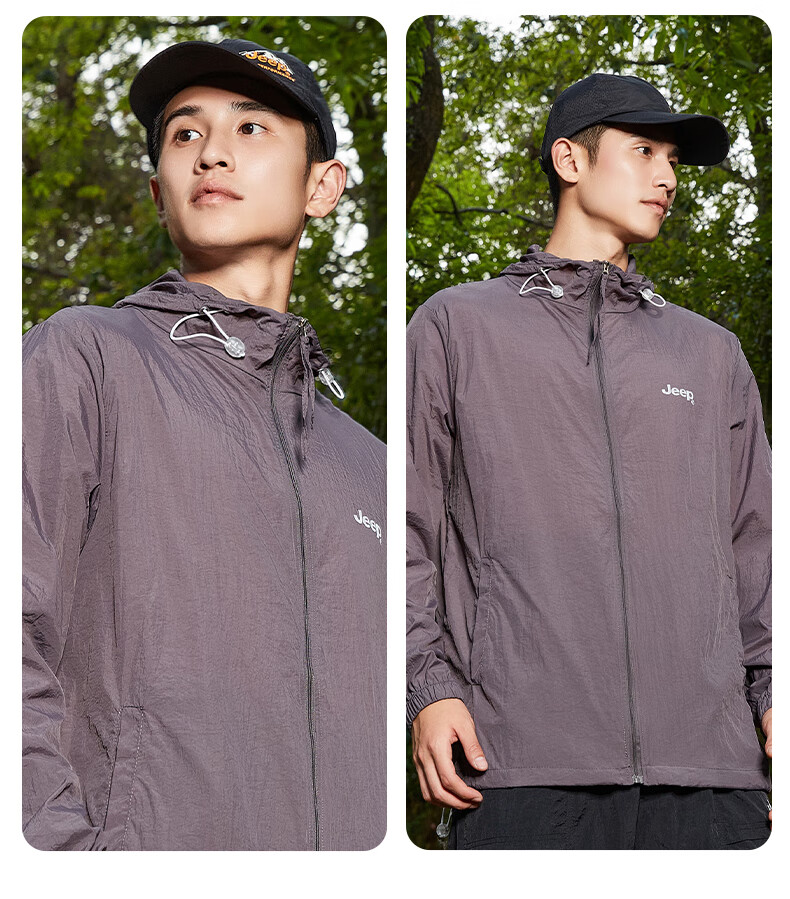 JEEP Sun Protection Jacket, Summer Breathable, for Men And Women Couples, Ice Silk Outdoor Sports Skin Coat, Pure Black, 3XL 15