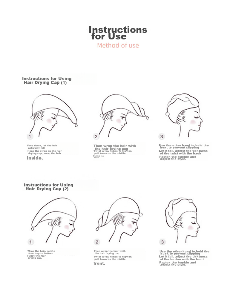 Grace Grade A Thickened Hair Drying Cap, Soft And Absorbent, Quick-Drying Towel, Hair Wrap, Shower Cap, Single Pack 8