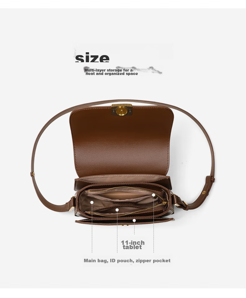 C.BANNER Leather Handbag, Women's Shoulder Crossbody Bag, Light Luxury Small Square Bag, Fashion Brand Birthday Gift for Girlfriend on May 20 6