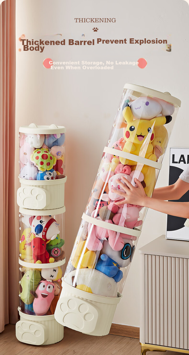 JEKO&JEKO Doll Storage Box, Plush Toy Organizer, Tall Transparent Dustproof Storage Solution, Figurine Display Case, 77cm 4